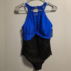NWT Blue and Black Women's One Piece Swimsuit